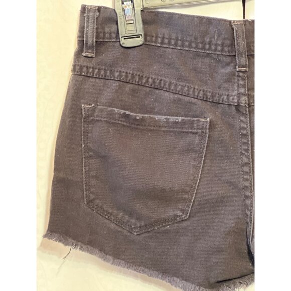 Free People Womens Black Distressed Denim Cutoff Shorts W 25 Button Fly Frayed H - Picture 5 of 9